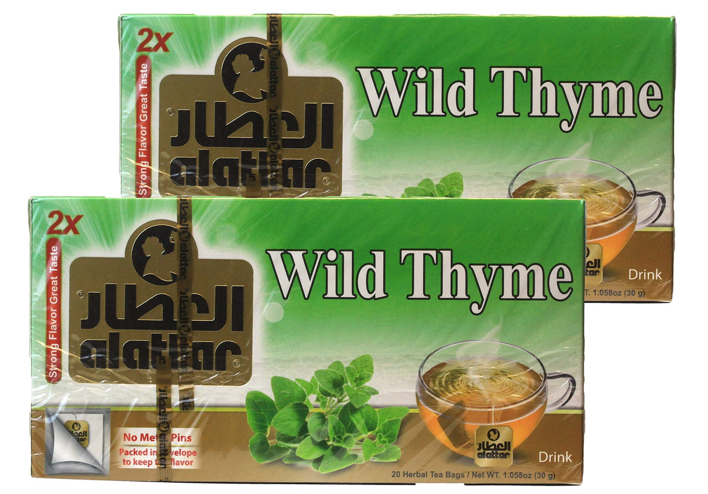 2 Boxes of Wild Thyme Herbal Tea Bags (20 Bags/Box) - Te de Tomillo Silvestre