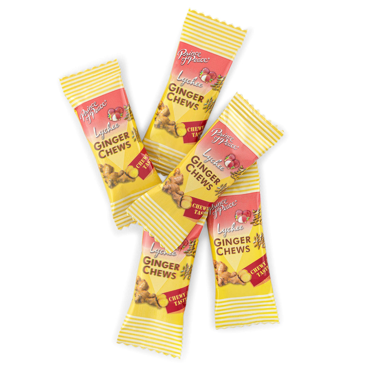 Prince of Peace Ginger Chews with Lychee, 1 lb. Candied Ginger Lychee Flavored Candy Lychee Ginger Chews