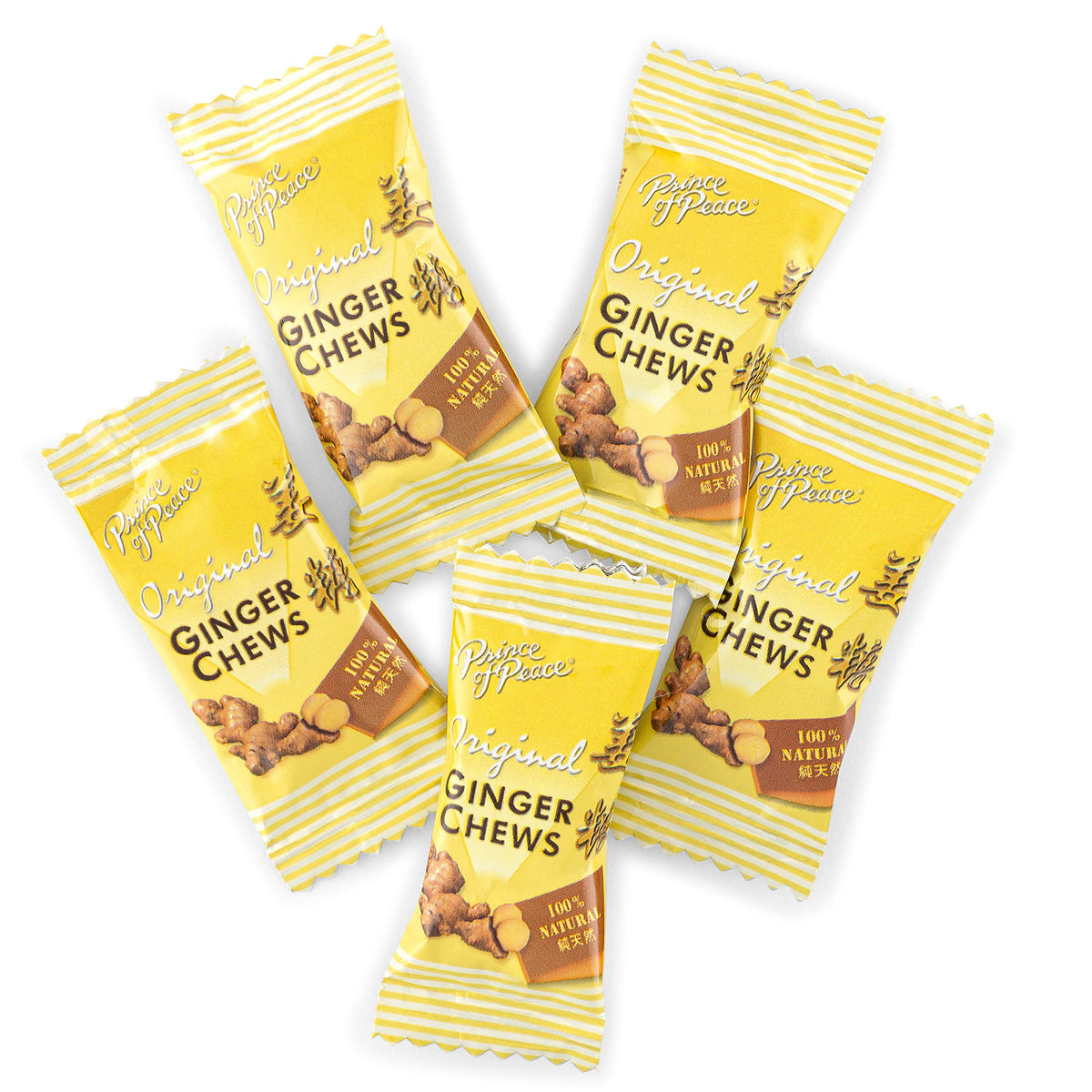 Prince of Peace Original Ginger Chews, 4 oz. Candied Ginger Natural Candy Pack 2 Pack