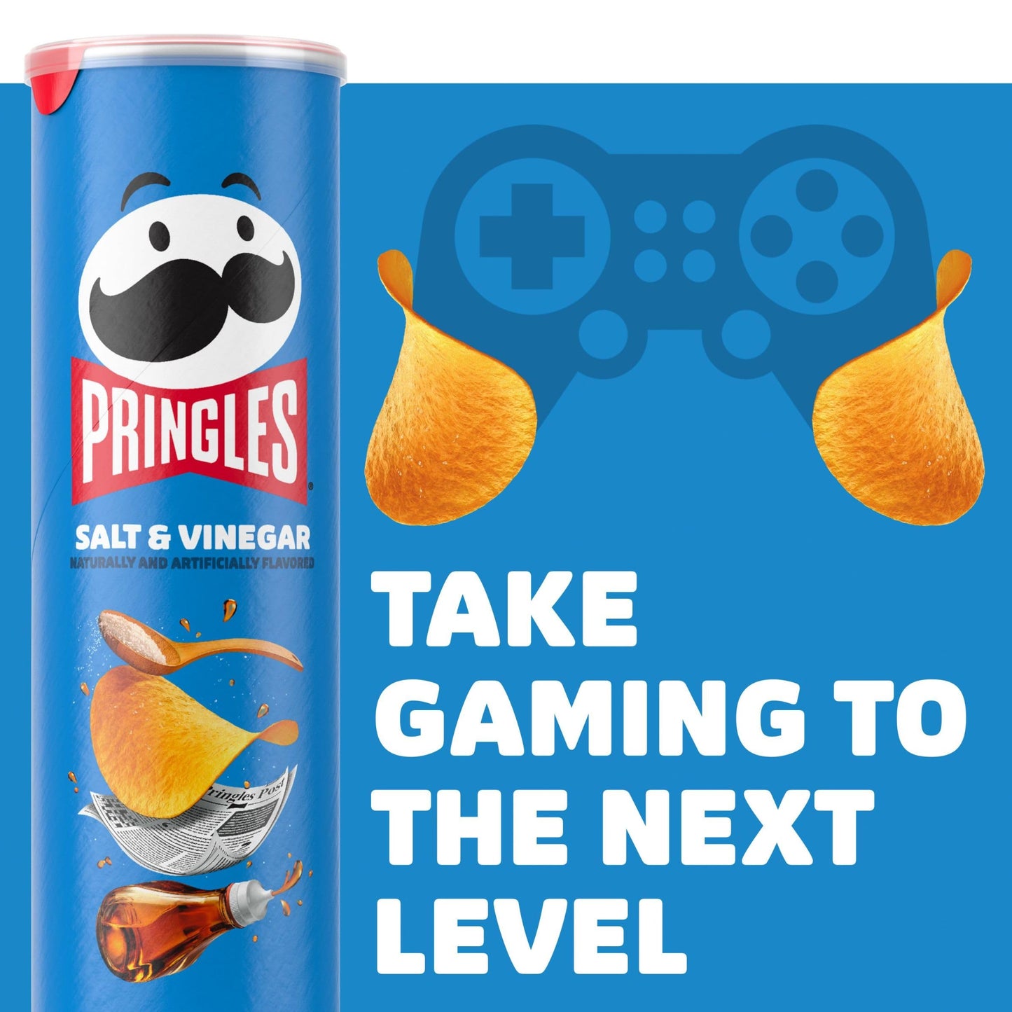Pringles Potato Crisps Chips, Lunch Snacks, On-The-Go Snacks, Salt and Vinegar, 5.5oz Can (1 Can)