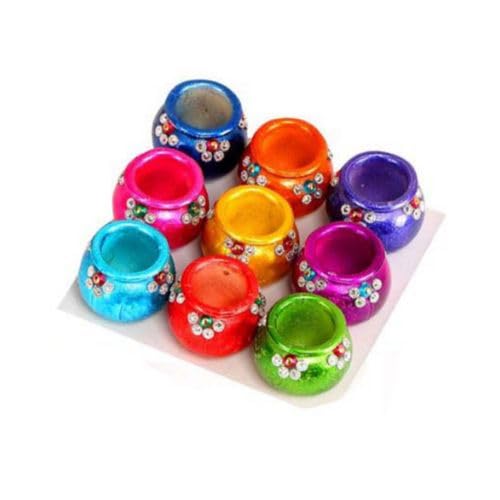 Square Matki Diya 9pc 1.5inch #156 - Diwali Clay Diya