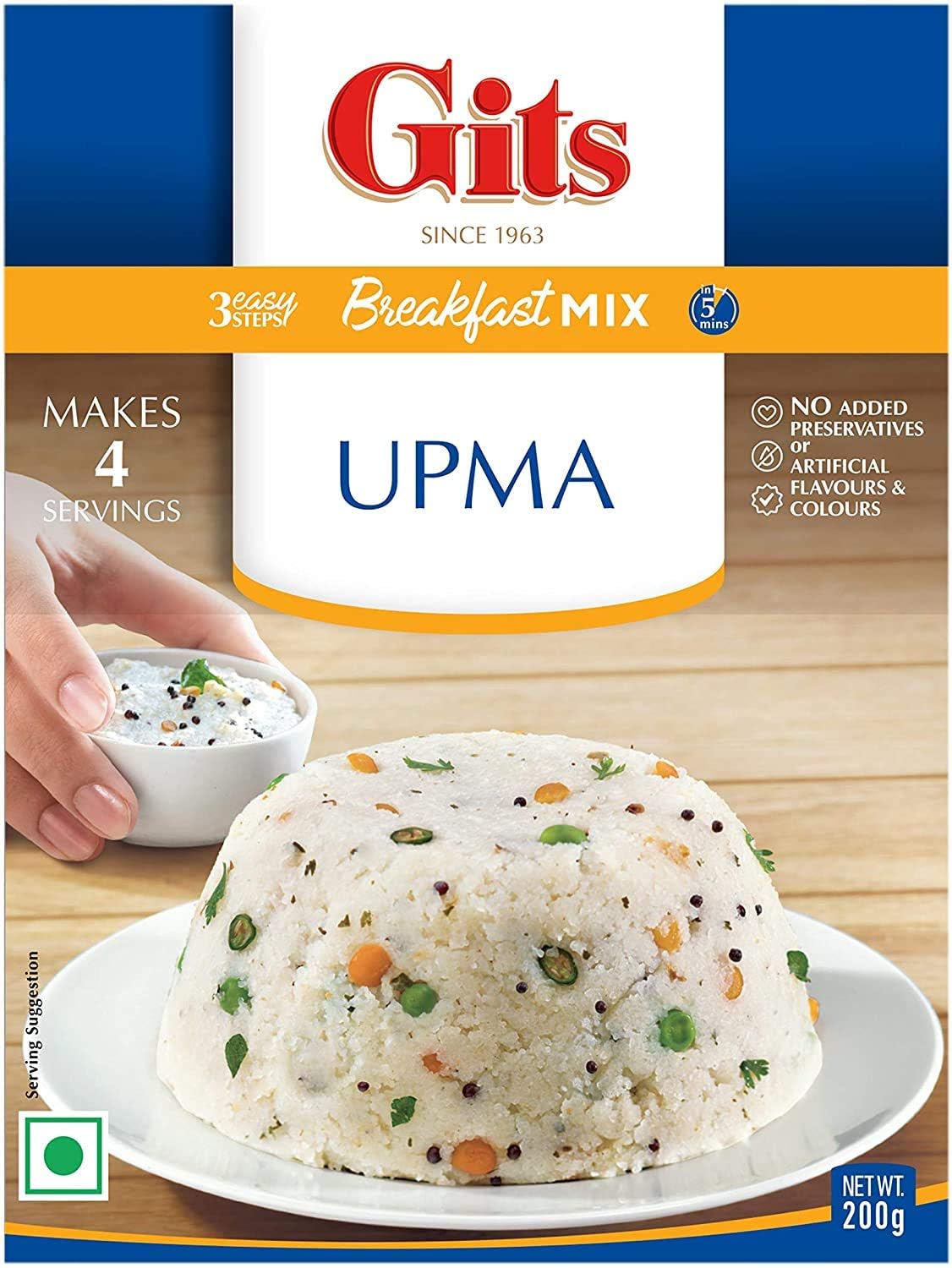 Gits Instant Mix Box - 600gm (Pack of 3 x 200gm) | Ready to Cook Indian Breakfast/Lunch/Dinner/Snack Meal | No Artificial Colors, Flavors, Preservatives, 100% Vegetarian, Easy Recipe (Upma)