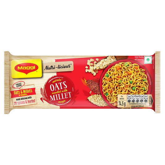 Maggi Nutri-Licious Oats Masala Fideos, Bolsa de 10.23 oz, Vegetariana, India