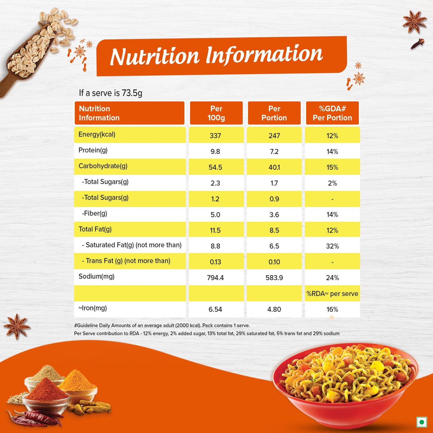 Nestle Maggi Nutri-Licious Oats Masala Noodles, 75 Grams Pack, - Vegetarian, India
