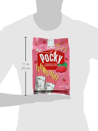 Glico Pocky, Strawberry Cream Covered Biscuit Sticks (9 Individual Bags), 3.81 oz (Pack of 2)