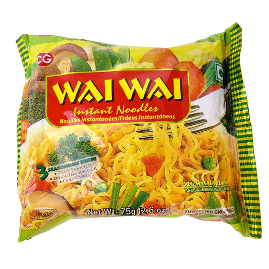 Wai Wai Instant Noodles, Veg Marsala Flavored, 2.6-Ounce 75g Packages (Pack of 6)