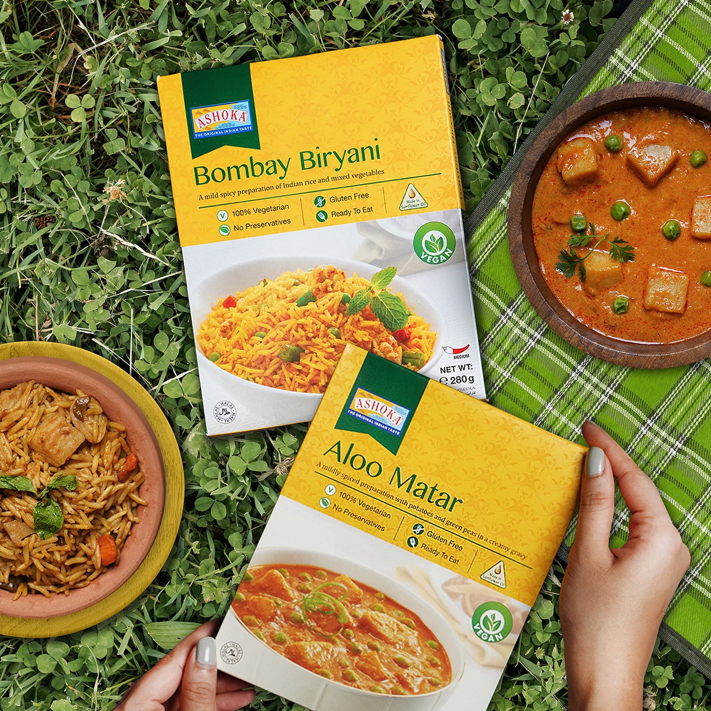 Ashoka Ready to Eat Indian Meals Since 1930, 100% Vegan Bombay Pav Bhaji, All-Natural Traditionally Cooked Indian Food, Plant-Based, Gluten-Free, and with No Preservatives, 10 Ounce (Pack of 5)