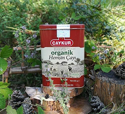 Caykur Organic Hemsin Turkish Tea Can Packaging, 400 Gr - 0.9 Lbs - PACK of 3