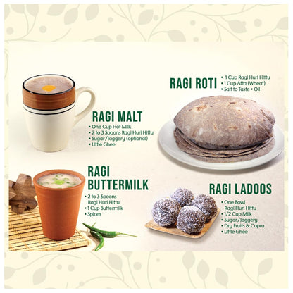 INDIRA Indira??s Ragi Huri Hittu, Tasty Popped Ragi Flour (400g Each, Pack of 2), Sugar Free Ragi Malt Mix, Instant Ragi Porridge Mix, Ragi Laddu Mix, Popped Finger Millet