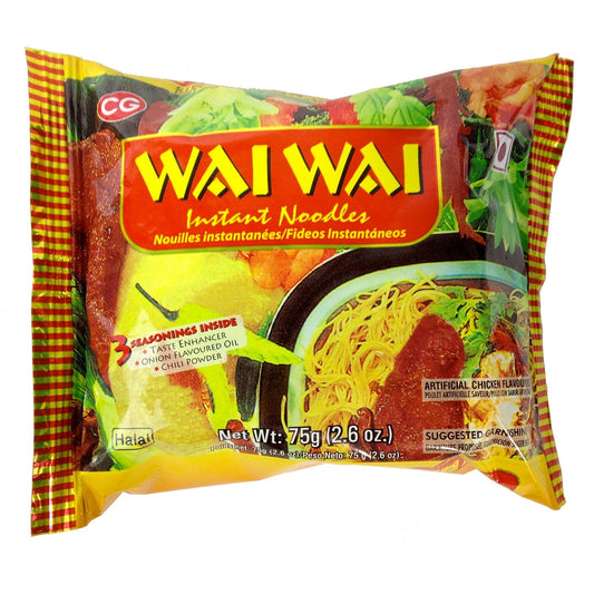 Wai Wai Instant Noodles, Chicken Flavored, 2.6-Ounce 75g Packages (Pack of 12)