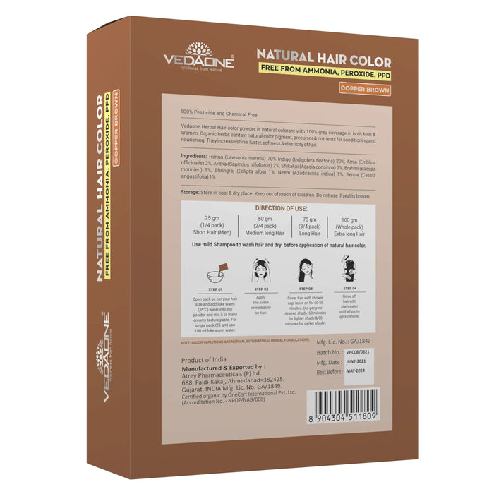 Vedaone Natural Hair Color Copper Brown 100gm