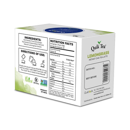 QuikTea Chai Tea Latte, Lemongrass, 100 Count - Indian Tea