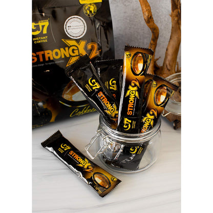 Trung Nguyen G7 Strong X2 3 in 1 Instant Coffee Roasted Ground Coffee Blend w/Non-dairy Creamer and Sugar Strong and Bold Instant Vietnamese Coffee (24 Single Serve Packets)