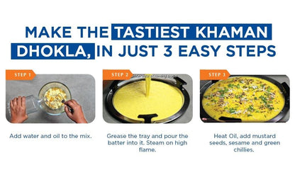 Gits Instant Mix Box - 180gm (Pack of 3) | Ready to Cook Indian Breakfast/Lunch/Dinner/Snack Meal | No Artificial Colors, Flavors, Preservatives, 100% Vegetarian, Easy Recipe (Khaman Dhokla)