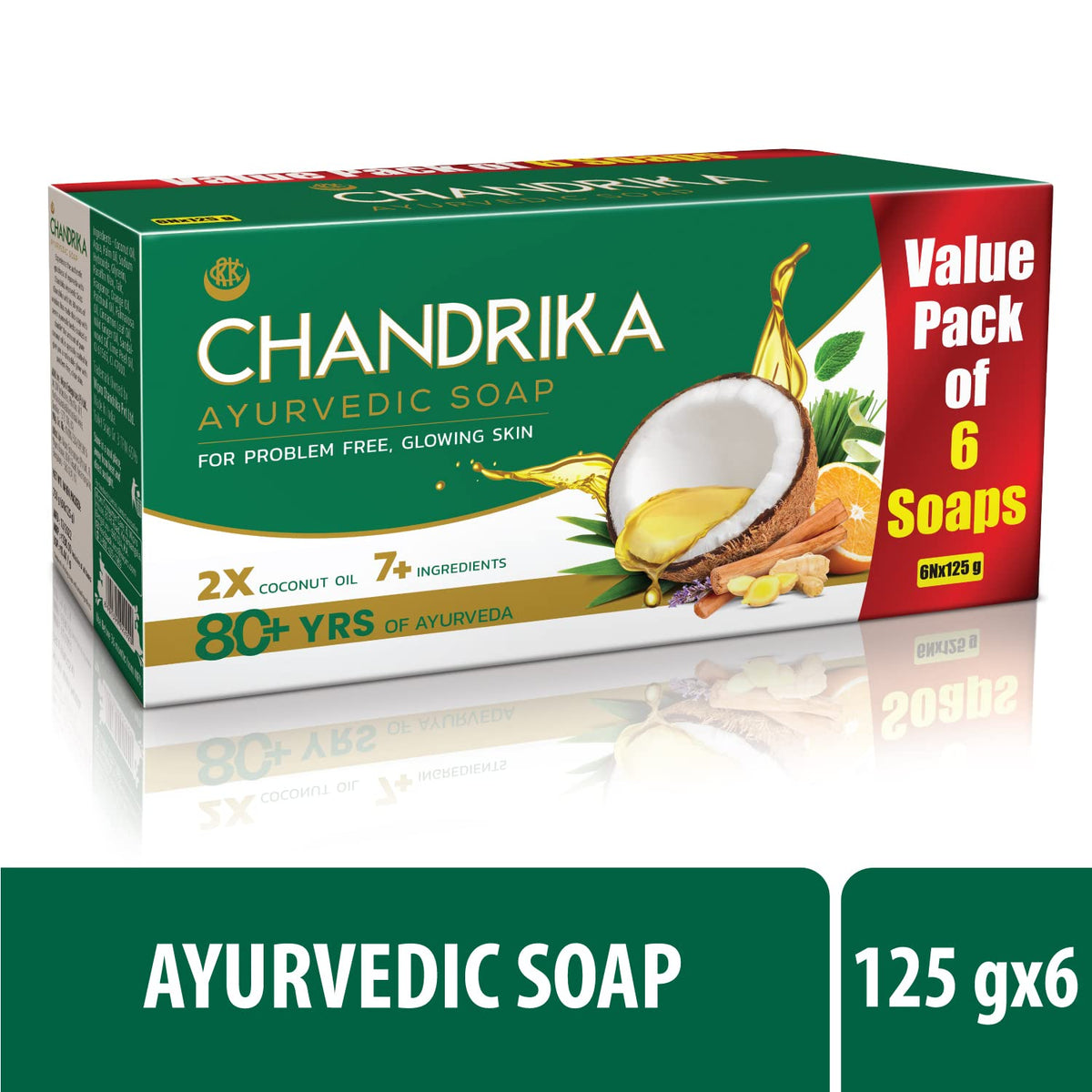 Chandrika Ayurvedic Soap, 125g (Pack Of 6)