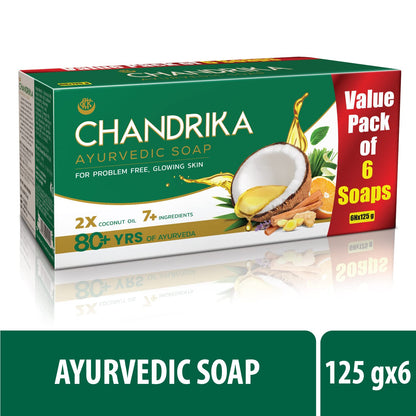 Chandrika Ayurvedic Soap, 125g (Pack Of 6)