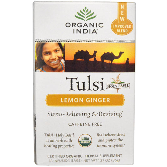 Tulsi Lemon Ginger -Organic India 18 infusion bags - Indian Tea & Coffee