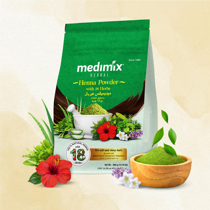 Medimix Ayurvedic Henna Powder with 18 Herbs for Soft and Shiny Har (400 grams / 14.10 oz)