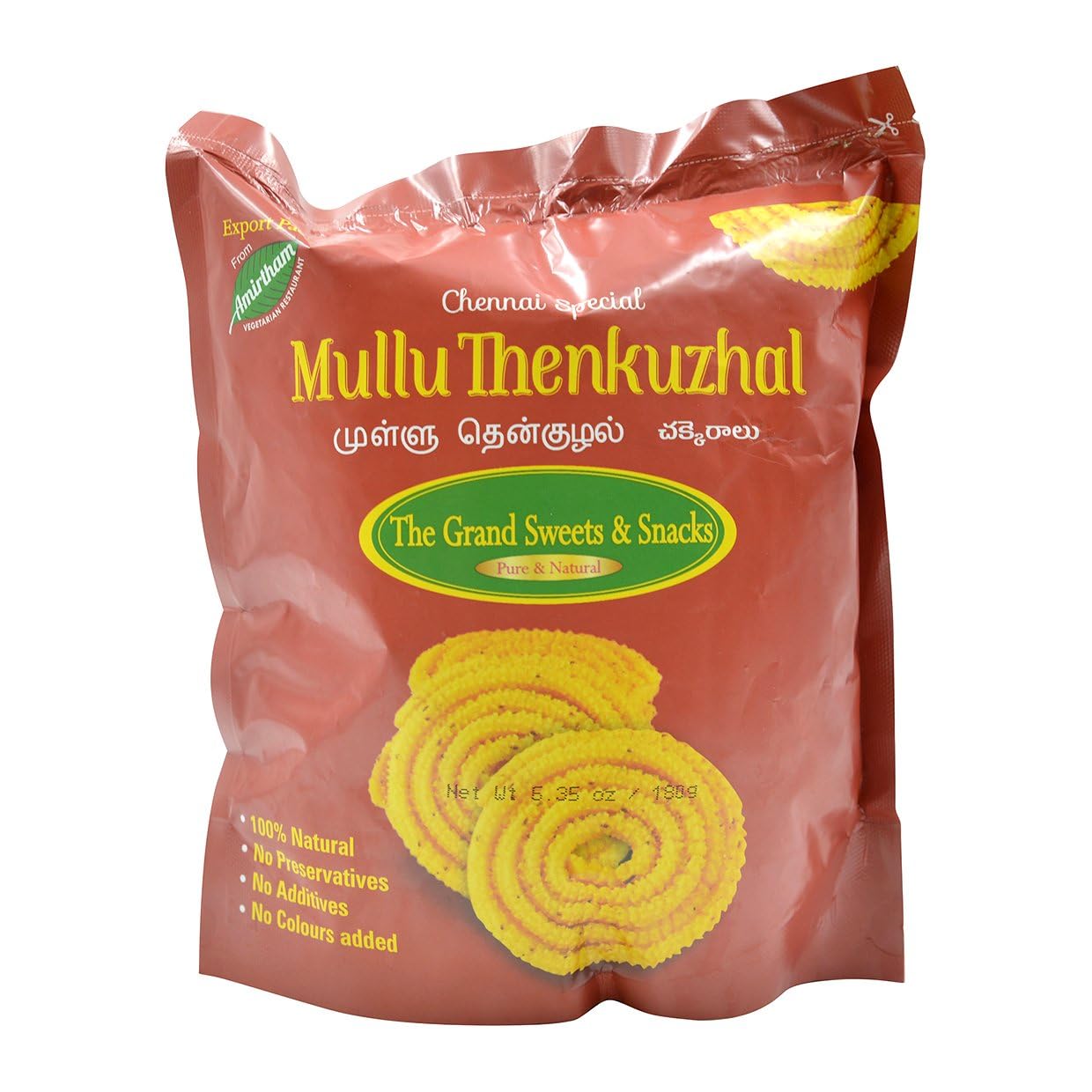 The Grand Sweets & Snacks, Mullu Thenkuzhal, 180 Grams(gm)