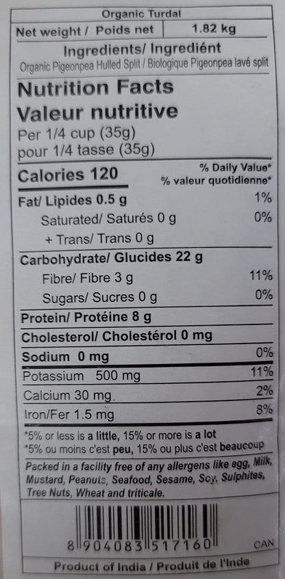 24 Mantra Organic Toor Dal 4 lbs