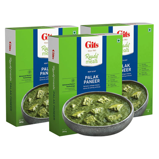 Gits Ready to Eat Palak Paneer, 855g (Pack of 3 X 285g Each)