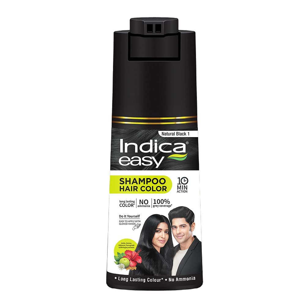 Indica Easy Shampoo In Hair Colour| Natural Black | 180ml (6.08 oz)