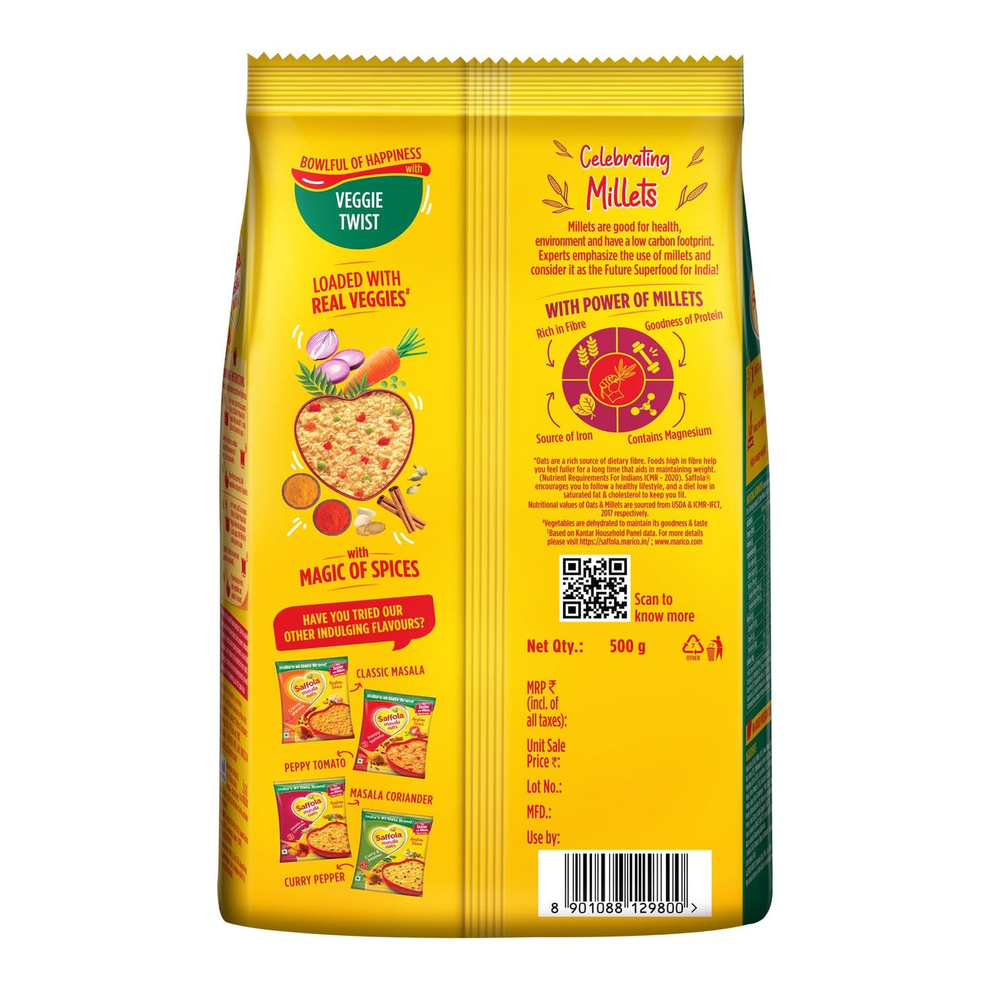Saffola Masala oats- Veggy Twist 500 gms - Indian Snack