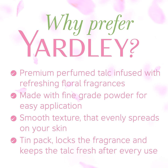 Yardley London Fresh Floral Fragrance Locked in a Fine & Silky Perfumed Talcum Powder (Yardley London English Rose, Pack of 1 250Gram)