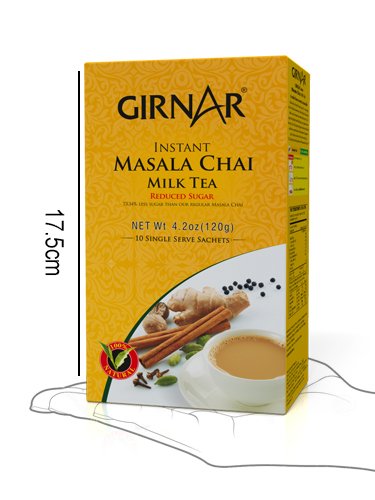 Girnar Instant Chai (Tea) Premix With Masala Unsweetened, 10 Sachet Pack