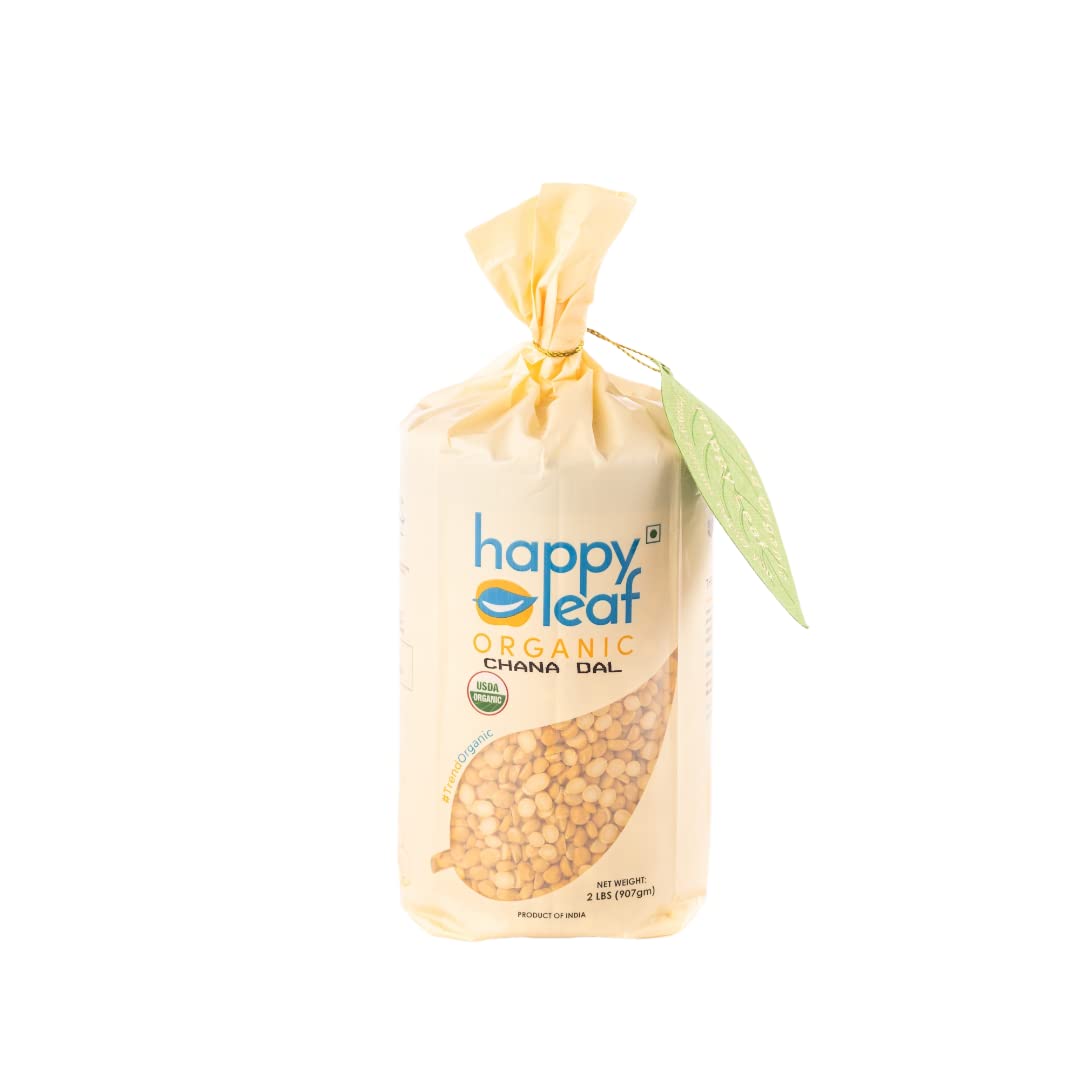 Happy Leaf Organic Chana Dal (Bengal Gram Split Dehusked) 2 LBS | 100% Vegan, Unpolished and Gluten Free