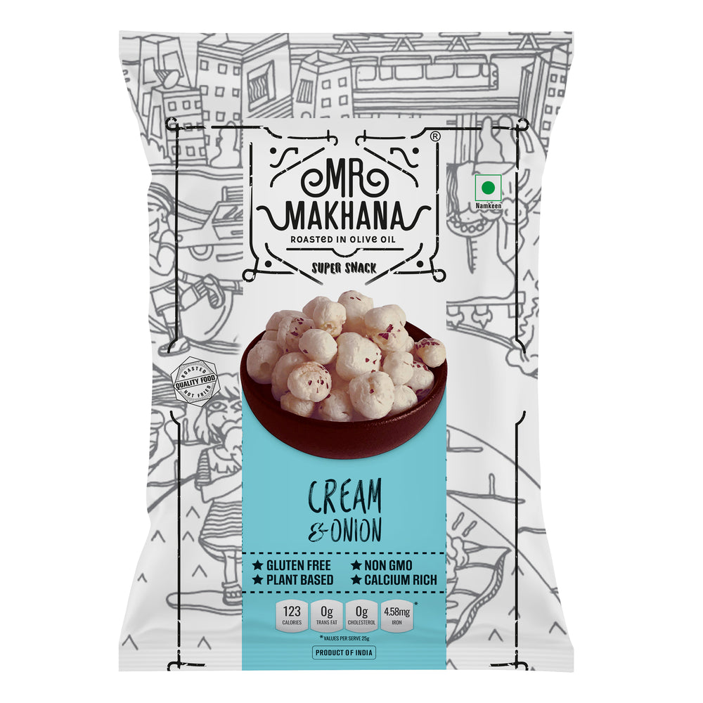 Mr Makhana Cream & Onion, 75 GM - Pack of 2