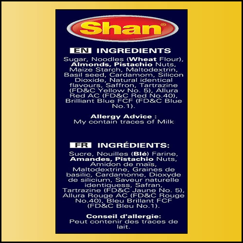 Shan Rabri Falooda Dessert Mix 3.5 oz (100g) - Powder for Ice Cream, Dry Fruit and Noodles milk Shake - Suitable for Vegetarians - Airtight Bag in a Box