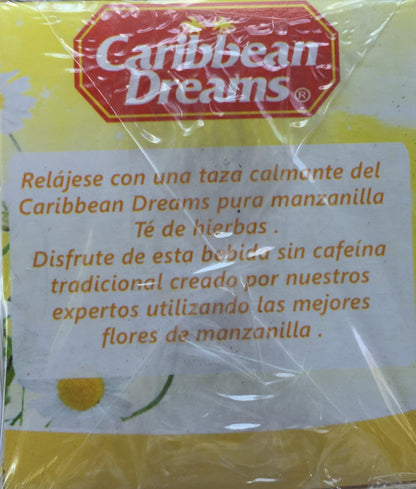 Caribbean Dreams Chamomile Herbal Tea Caffeine Free, 24 Tea Bags (3 Pack)
