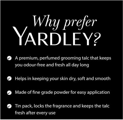 1 x 100gm Yardley Gold + 1 x 100gm Yardley Gentleman Perfumed Talcum Powder for Men