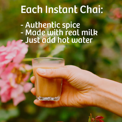 Tea India Chai Moments Milk Tea Instant Chai Tea Powder With Milk And Sugar Instant Latte Mix Flavorful Blend Of Black Tea & Natural Ingredients Traditional Indian Tea Individually Wrapped 10 Sachets