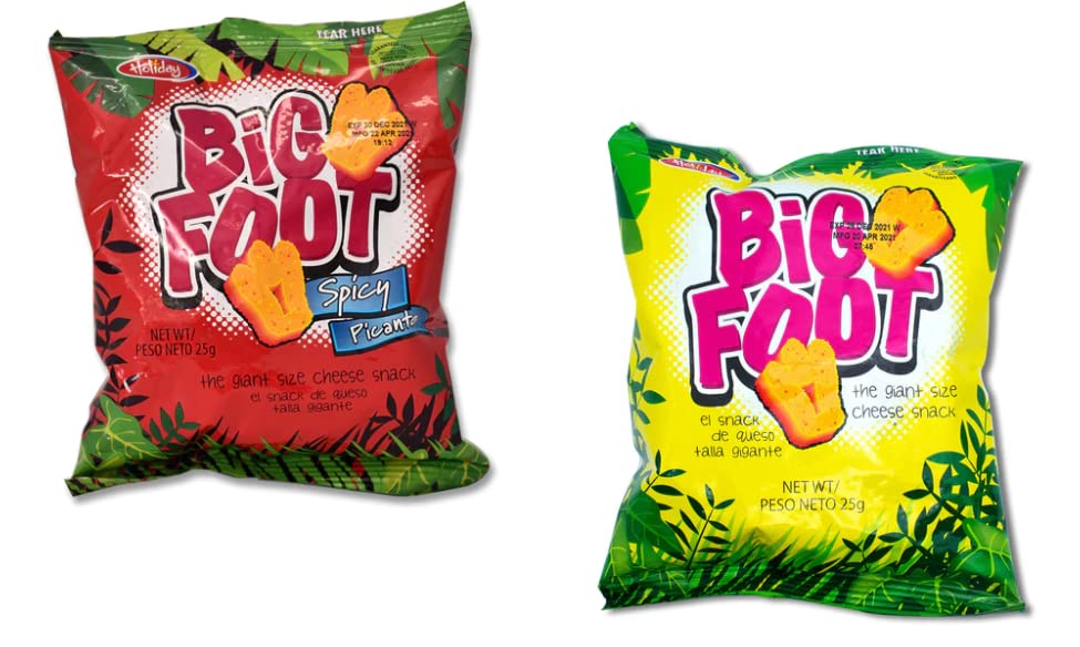 Assorted Holiday Big Foot, The Giant Cheese Snack, 6 Regular and 6 Spicy, 10.5 Oz, Pack of 12