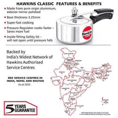 HAWKINSClassic CL20 2-Liter New Improved Aluminum Pressure Cooker, Small, Silver