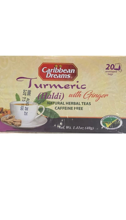 Caribbean Dreams Turmeric Ginger Tea (Curcumin, All Jamaican )