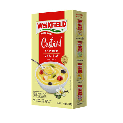 Weikfield Custard Powder | Delicious French Vanilla Flavour | Makes Rich & Creamy Custard | 200Gm (7.1 Oz) puddinCarton