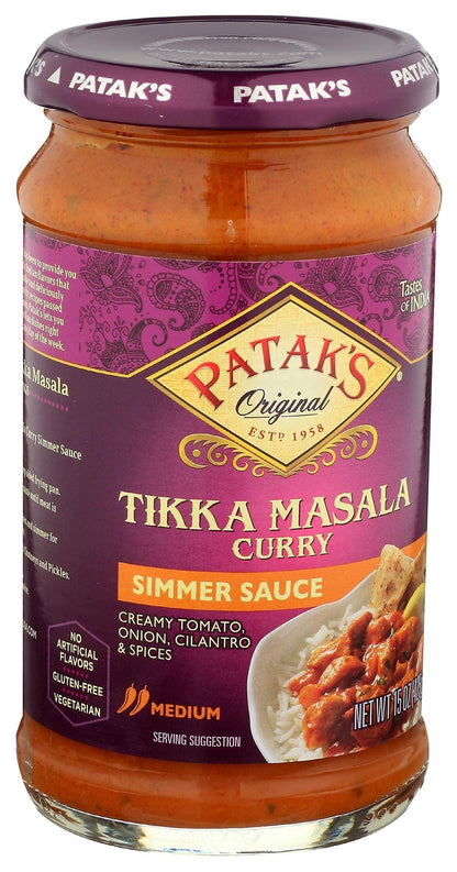 Patak's Tikka Masala Simmer Sauce - 15 Oz (Pack of 3) With Creamy Tomato, Onion, Cilantro, and Spices, No Artificial Flavors, Gluten Free, Vegetarian Friendly