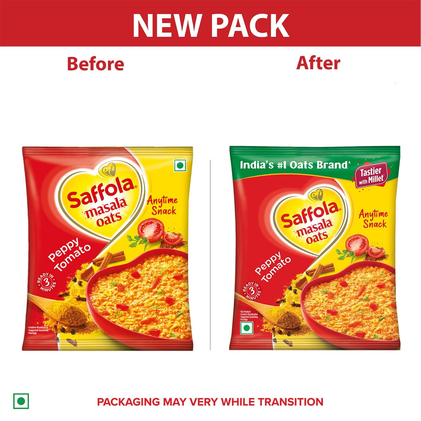 Saffola Masala oats- Peppy Tomato 38 gms - Indian Snack