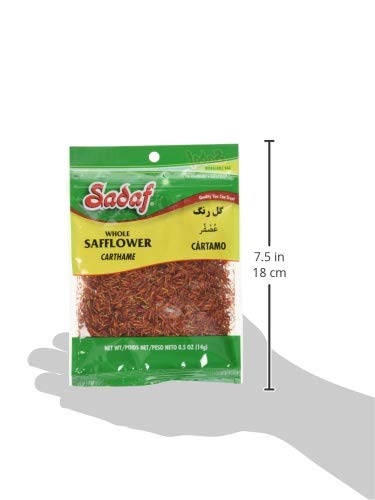 Sadaf Safflower Carthame - Whole Safflower for Cooking & Food Flavoring - Safflower Seasoning - Kosher & Vegetarian - 0.5 oz Resealable Bag