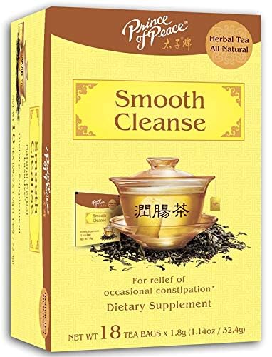 Prince of Peace Smooth Cleanse Tea, 2 Pack - 18 Tea Bags Each Constipation Relief Prince of Peace Traditional Medicinal Tea Bloating Relief Constipation Tea