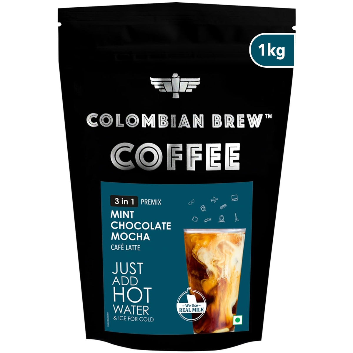 Colombian Brew Mint Chocolate Mocha Instant Coffee, No Sugar Vegan 1kg