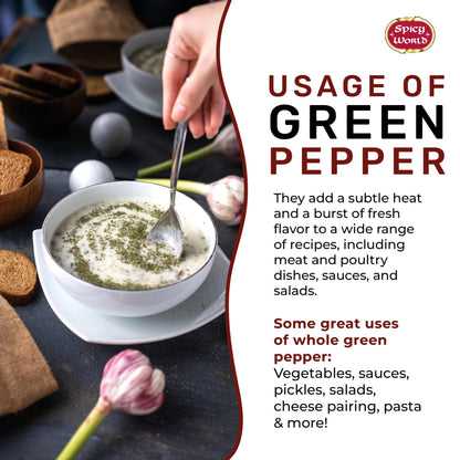 Spicy World Whole Green Peppercorns 4 Oz Bag - Steam Sterilized & All Natural