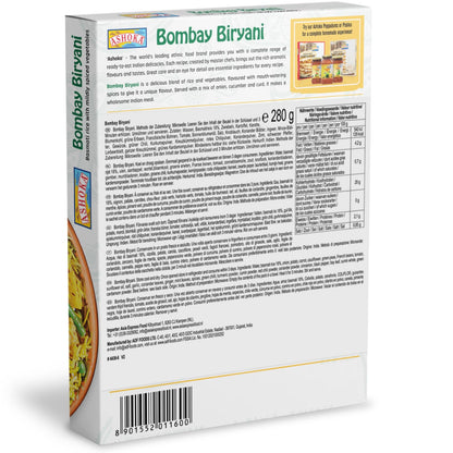 Ashoka Ready to Eat Microwavable Rice Since 1930, 100% Vegan Bombay Biryani, All-Natural Instant Rice, Plant-Based, Gluten Free, and with No Preservatives, 10 Ounce
