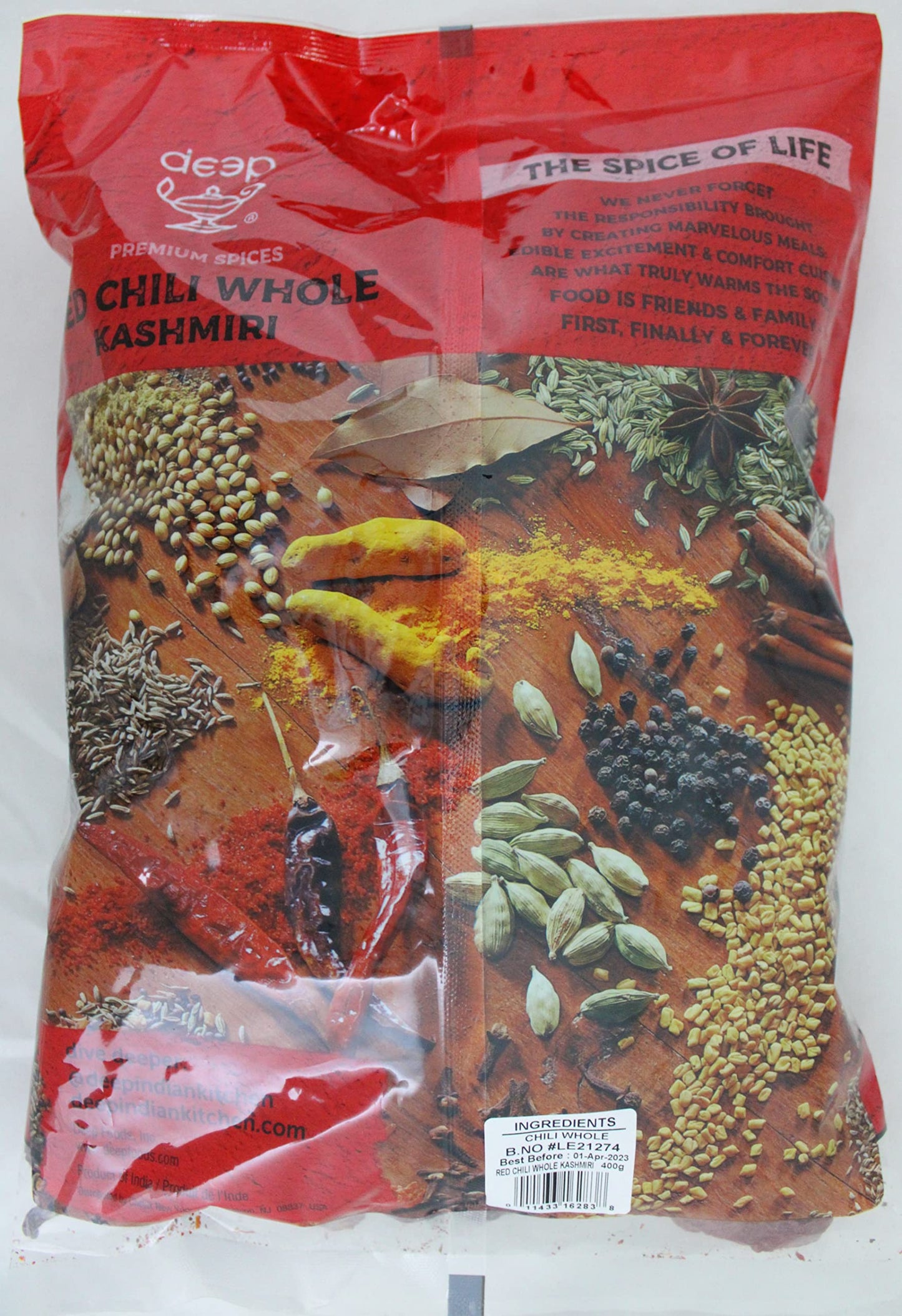 Red Chili Whole Kashmiri 14.1 Oz