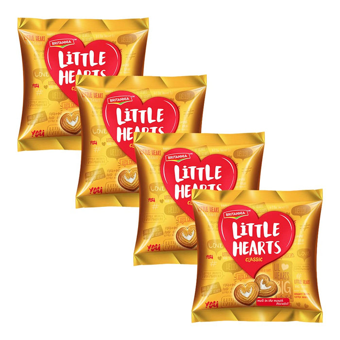 Britannia Little Hearts Biscuits 2.6oz (75g) - Biscuit de Patits Coeurs - Soft and Delicious Biscuits - Kids Favorite Cookies - Suitable for Vegetarians (Pack of 4)