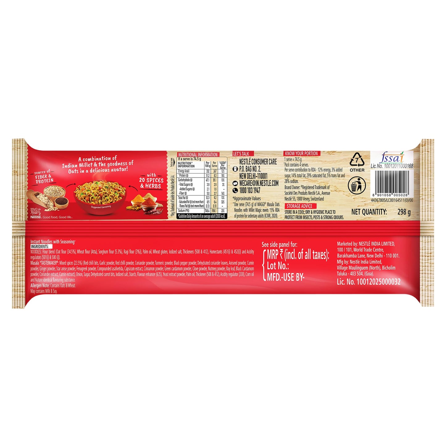 Maggi Masala Oats noodles 290 gms - Vermicelli Noodles