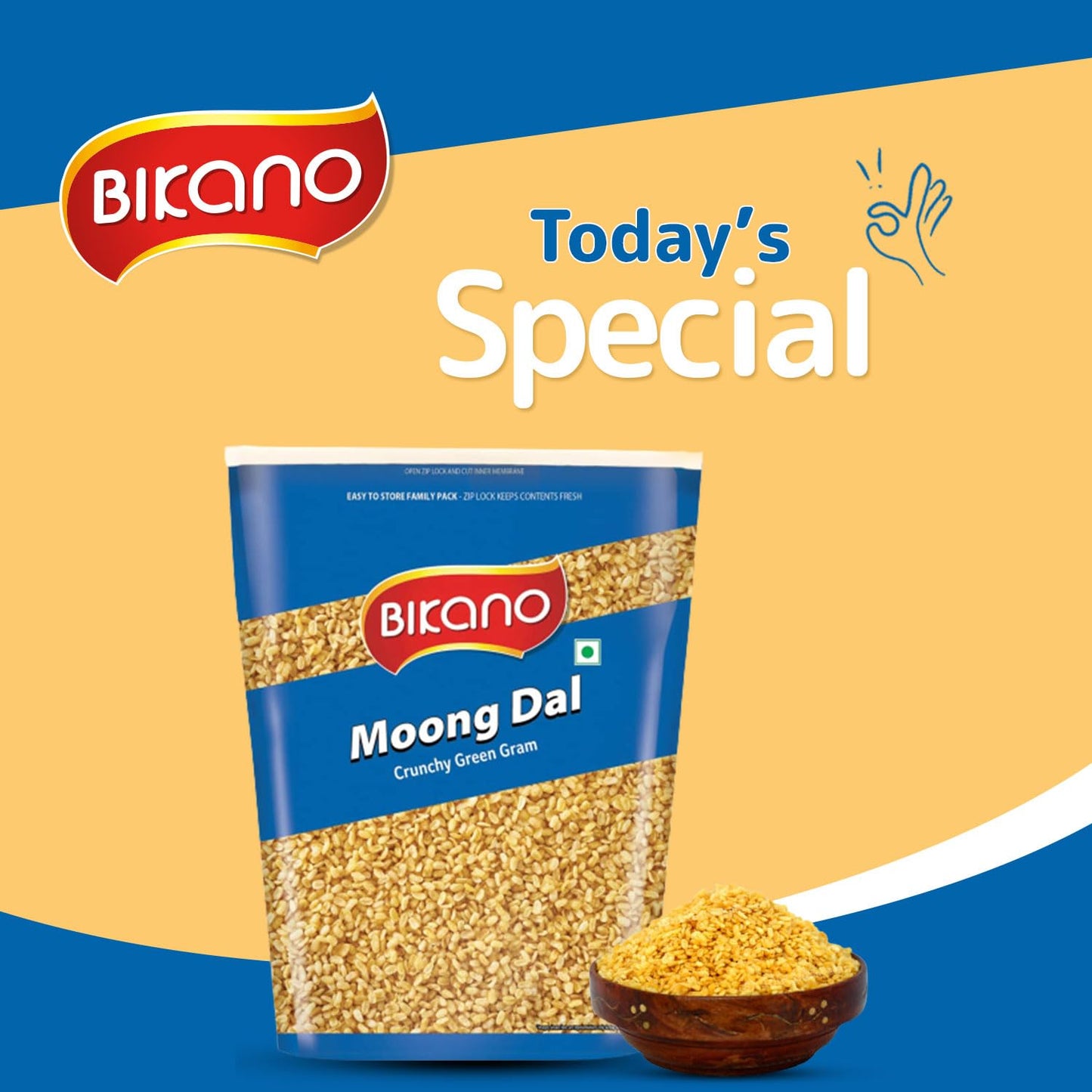 Bikano Moong Dal, Indian Namkeen (Plain, 35.2oz)